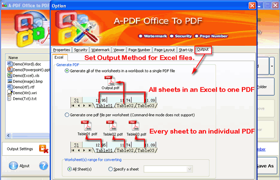a-pdf office to pdf batch mode output excel